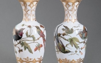 Baccarat Gilt and Enameled Opaline Glass Vases