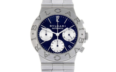 BULGARI - a gentleman's stainless steel Diagono chronograph bracelet watch.