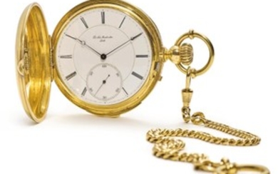 CH AD MONTANDON | A YELLOW GOLD HUNTING CASED QUARTER REPEATING WATCH NO 19668 CIRCA 1880