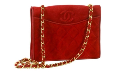 Chanel Crimson Suede Shoulder Bag