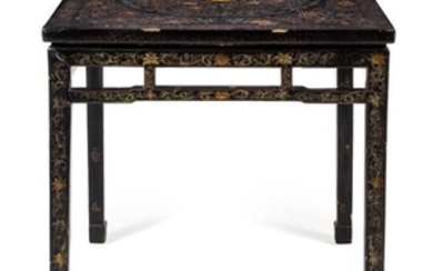 * A Chinese Black and Polychrome Lacquered Hardwood Table, Fangzhuo