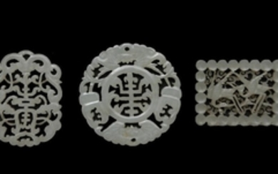 (3) Chinese Carved Jade Plaques, 18-19th Century