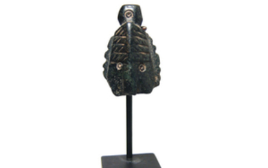 A Coptic black steatite human-headed amulet