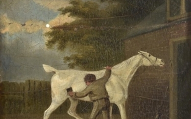 English School (circa 1820) Rubbing down the horse