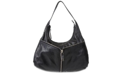 Fendi Black Zipper Shoulder Bag, distressed leather