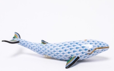 Herend Porcelain Fishnet Whale Figure / Sculpture