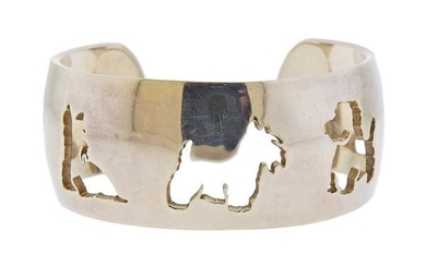 Hermes Sterling Silver Dog Cuff Bracelet
