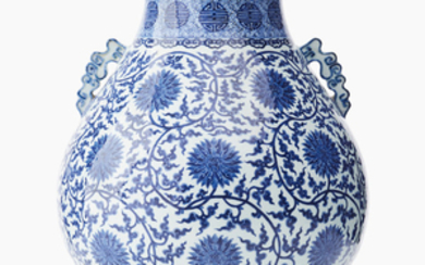 An imposing Chinese Ming-style underglaze-blue Hu vase