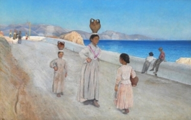 L. A. Ring: Towards evening at Terracina. Signed and dated L. A. Ring Terracina September 1894. Oil on canvas. 61 x 96 cm.