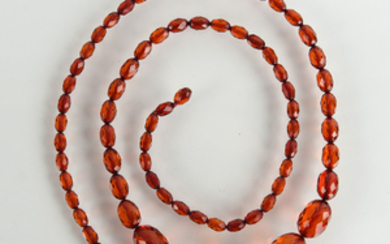 LARGE FACETED BALTIC CHERRY AMBER NECKLACE