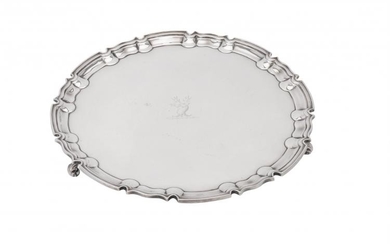 A late Victorian silver shaped circular salver by William Hutton & Sons Ltd