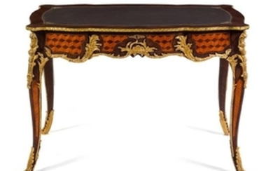 A Louis XV Style Gilt Bronze Mounted Parquetry Writing Desk