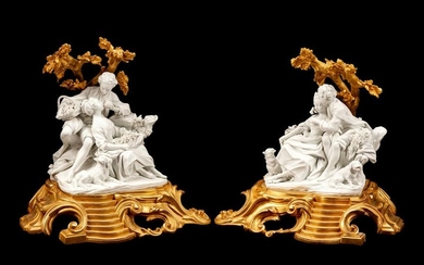A Pair of Louis XV Style Gilt-Bronze and Bisque