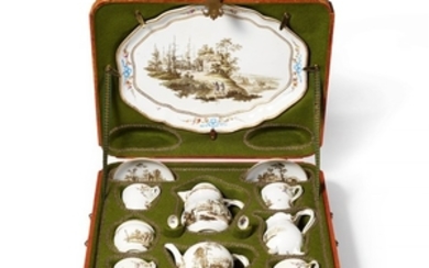 A Meissen porcelain travel service with lands ...