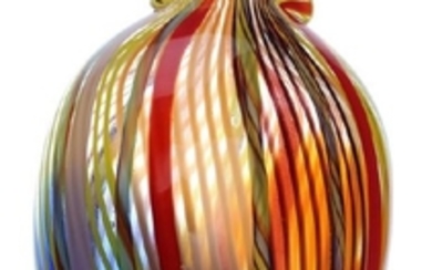 Mystery Italian Murano Studio Art Glass Stripe Vase 11"