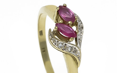 Ruby diamond ring GG / WG 333/000 with 2 oval fac.