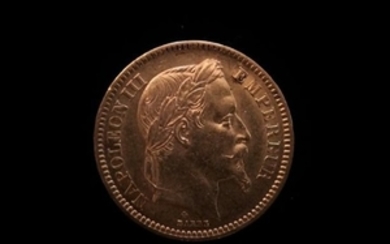 Une pièce en or de 10 FF Napoléon III 1862…