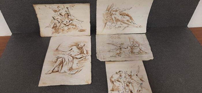 5 designs - ink on paper - 18th century
