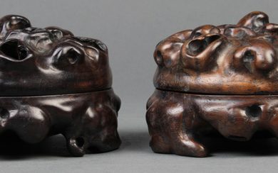 Two Chinese Hardwood Censers