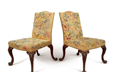 A PAIR OF LATE GEORGE II CARVED MAHOGANY SIDE CHAIRS, MID-18TH CENTURY