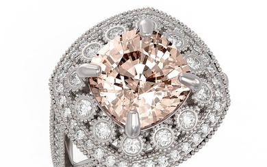 5.82 ctw Certified Morganite & Diamond Victorian Ring 14K White Gold