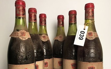'6 bottles 1971 Châteauneuf-du-Pape, CHATEAU DE MONT-REDON -...