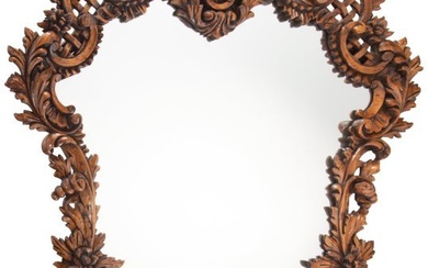 61039: A French Provençal Carved Wood Mirror, mid-20th