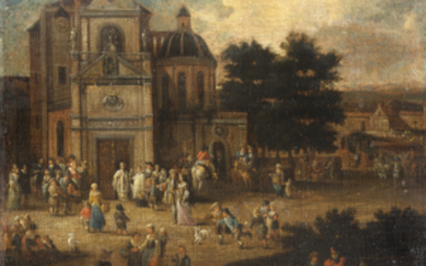 17th Century Flemish school After the Mass oil on canvas, transferred to panel 21x26 cm. framed (defects)