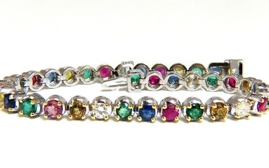 7.36ct natural ruby emerald sapphires diamond tennis bracelet 14 karat gem line