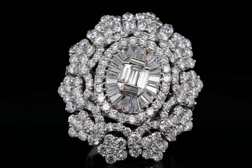 8.00ctw VS1-SI1/F-G Diamond & 18K White Gold Ring