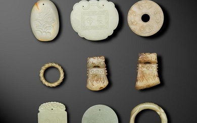 9 Chinese Jade Carvings, Ming and Qing