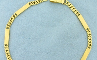 9 Inch Bar and Link Chain Link Anklet in 18K Yellow Gold