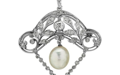 Antique Edwardian Natural Pearl and Old European Cut