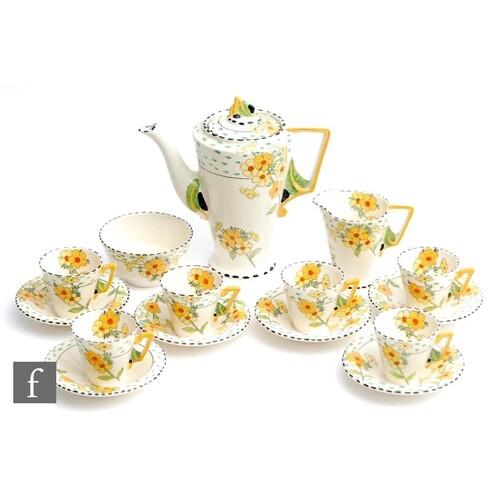 A 1930s Burleigh Ware coffee set decorated in the Golden Day...