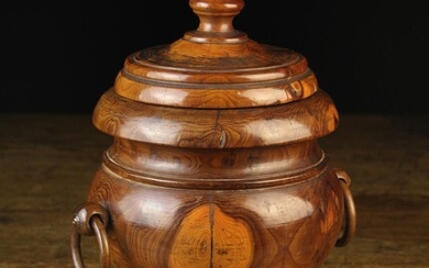 A 19th Century Turned Treen Tobacco Jar or Container of exotic, richly patinated timber, possibly Ha
