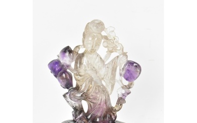 A 20th century Chinese carved amethyst figure of Guanyin, th...