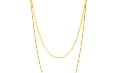 A 22K & 14K Pair of Gold Rope Necklaces