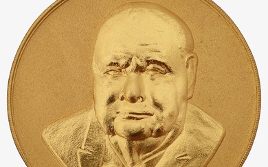 A 22ct gold Sir Winston Churchill 1874-1965 commemorative medallion