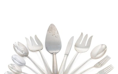 A 67-piece set of mid 20th century American metalwares silver cutlery and flatware