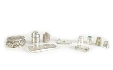 A COLLECTION OF SMALL SILVERWARE INCLUDING A GEORGE III BRIG...