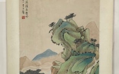 A Chinese Ink Painting Hanging Scroll By Huang JunBi
