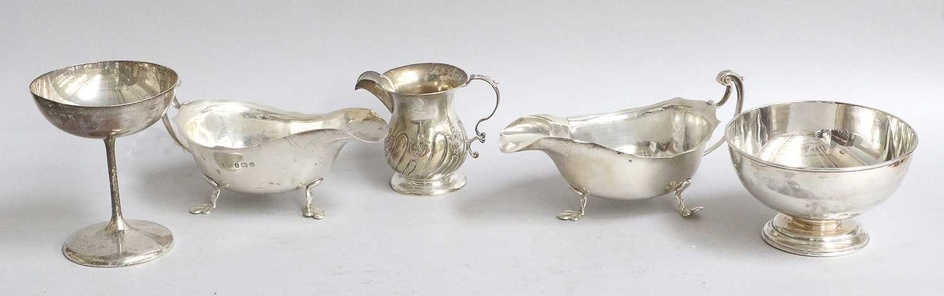 A Collection of Assorted Silver, comprising a pair of sauceboats,...