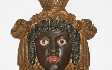 A Continental terracotta relief mask plaque