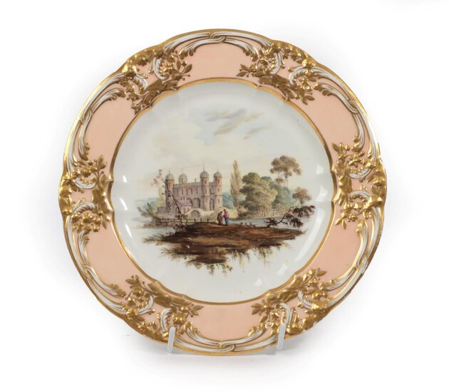 A Derby Porcelain Plate, circa 1810, painted with figures beside...