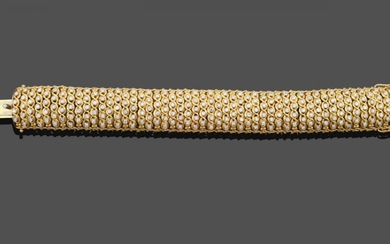 A Diamond Bracelet, the yellow broad fancy link bracelet set...