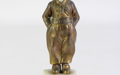A Dutch Bronze Figure of a boy, Chryselephantine, total height 15cm