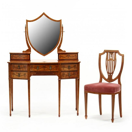 A Fine Adam Style Inlaid Dressing Table with Mirror and