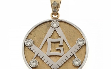 NOT SOLD. A Freemason pendant set with six transparent stones and two diamonds, mounted in...