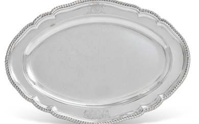 A GEORGE III SILVER MEAT DISH MARK OF ANDREW FOGELBERG,...