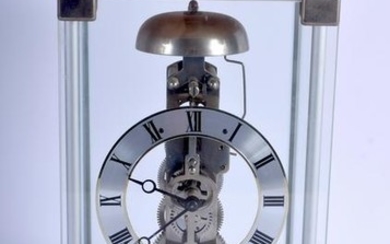 A GERMAN SKELETON CLOCK. 30 cm x 15 cm.